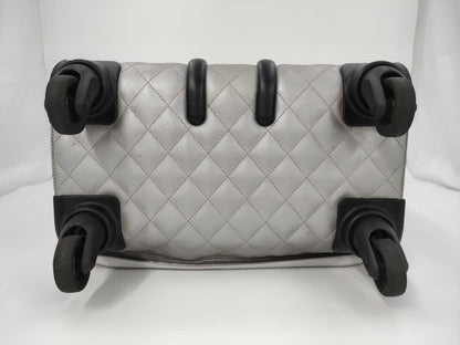 CHANEL Matelasse Carry-on Bag, Caviar Leather, Silver with Gunmetallic Hardware, 22153926
