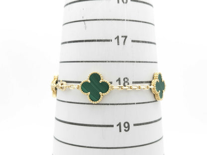 Van Cleef & Arpels Vintage Alhambra 5-Piece Malachite Bracelet in Yellow Gold and Au750, 12.7g
