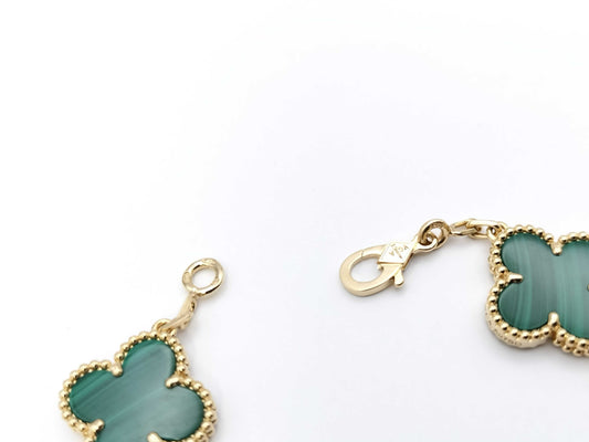 Van Cleef & Arpels Vintage Alhambra 5-Piece Malachite Bracelet in Yellow Gold and Au750, 12.7g