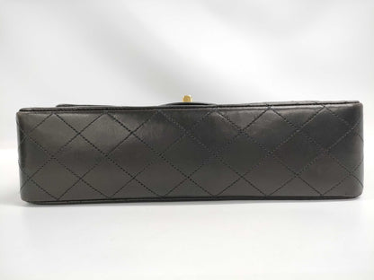 CHANEL Matelasse 25 Lambskin Double Flap Double Chain Bag in Black with Gold Hardware, 3960488 A01112 Shoulder Bag