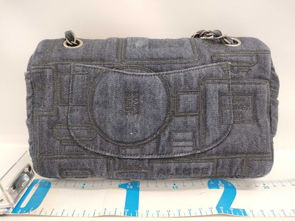 CHANEL Coco Perfume Denim Single Flap Double Chain Bag in Blue with Gunmetal Hardware, 22146518, No. 22 Shoulder Bag