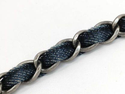 CHANEL Coco Perfume Denim Single Flap Double Chain Bag in Blue with Gunmetal Hardware, 22146518, No. 22 Shoulder Bag