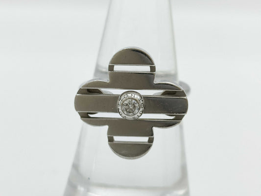 LOUIS VUITTON Petite Bourg Fleur 1PD White Gold 750 9.1g Ring 