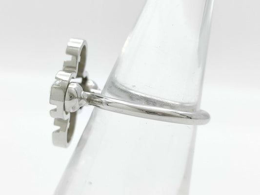 LOUIS VUITTON Petite Bourg Fleur 1PD White Gold 750 9.1g Ring 