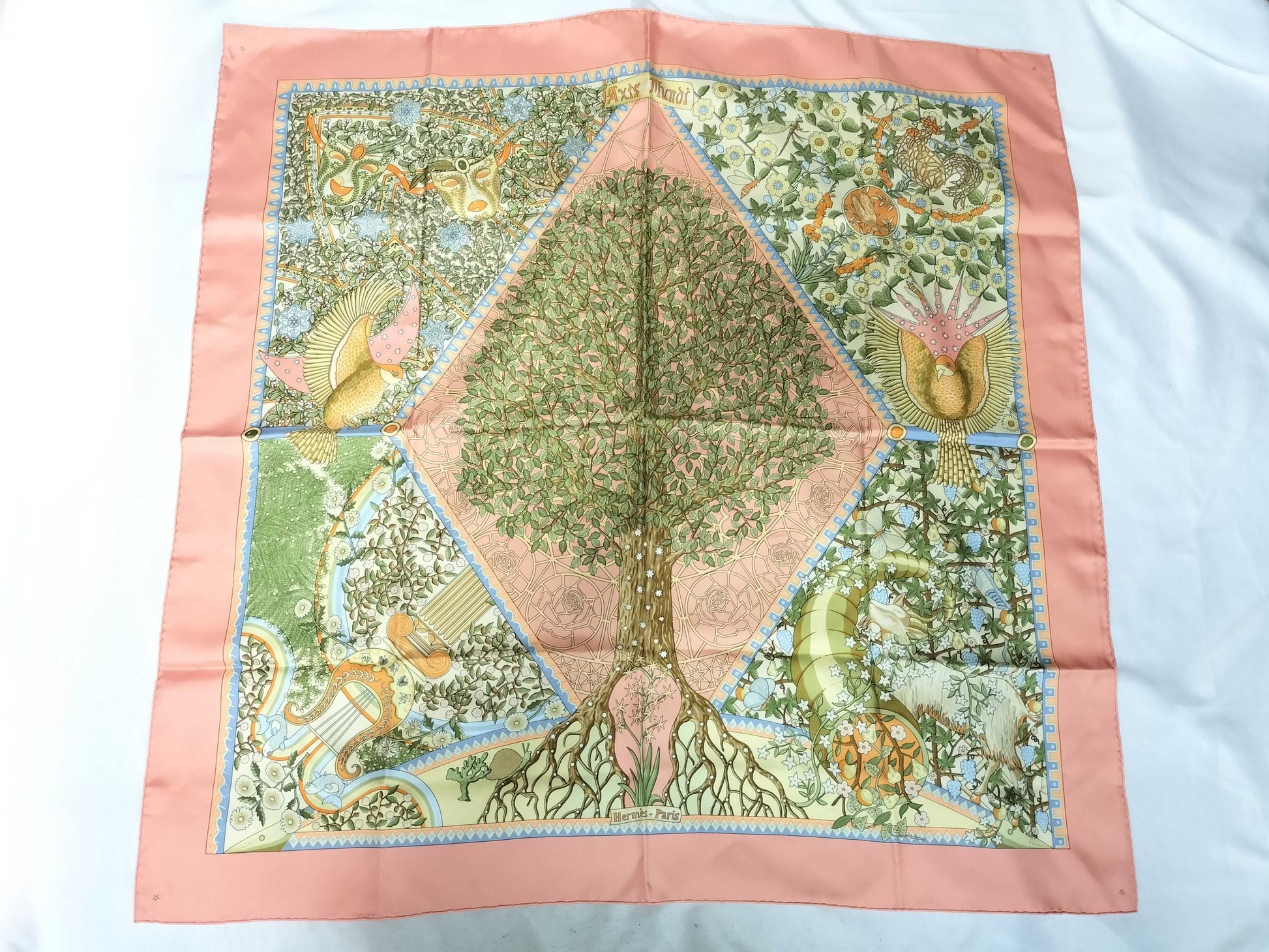 HERMES Carré 90 Axis of the World Silk Scarf