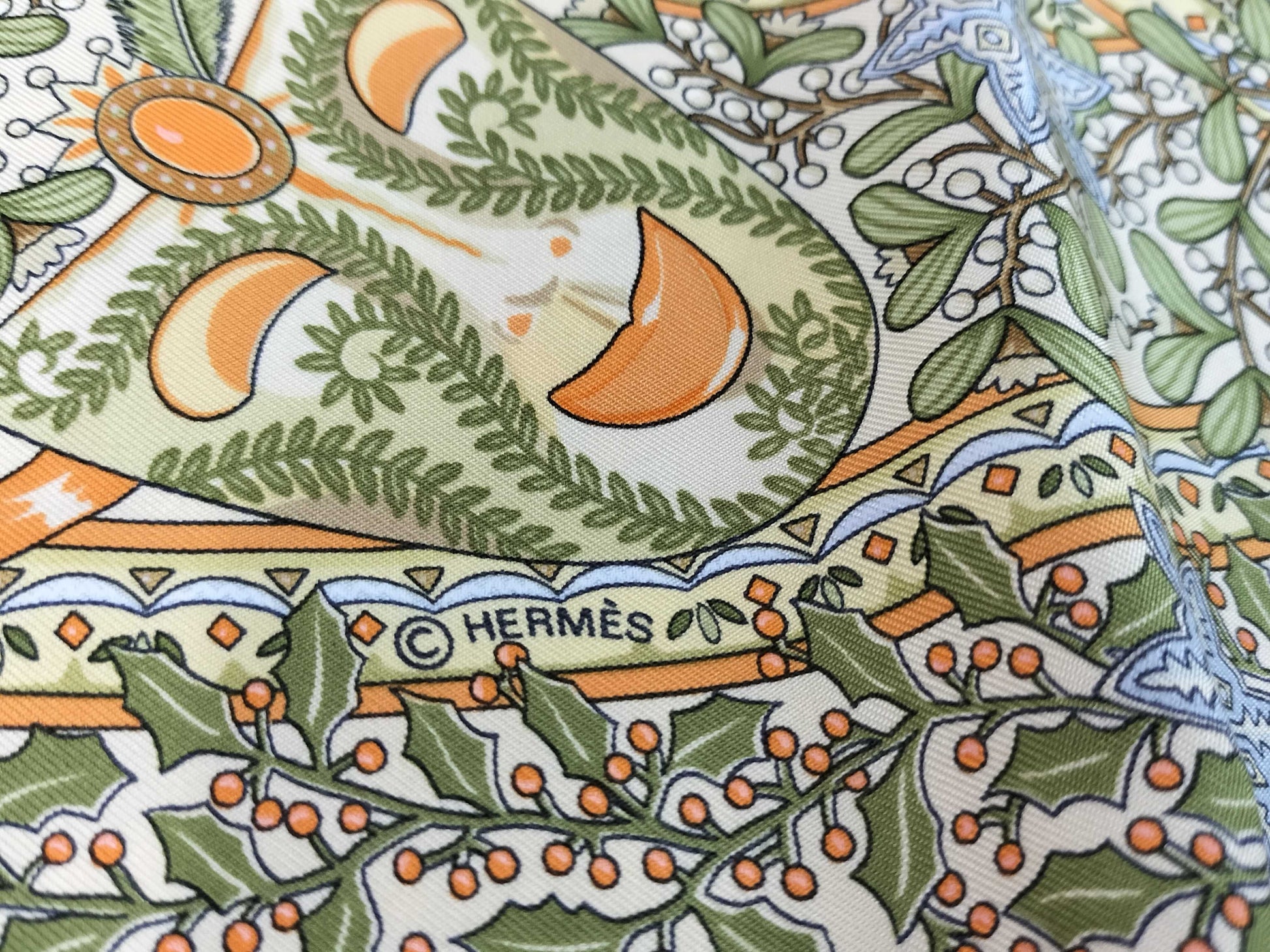 HERMES Carré 90 Axis of the World Silk Scarf