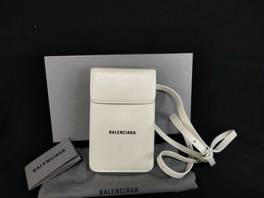 BALENCIAGA Smartphone Shoulder Bag, White, 640536