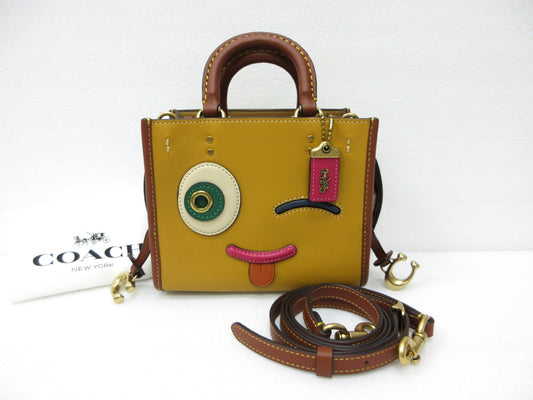 COACH Rogue 17 Signature Textile Jacquard Winky Leather Tote Bag - 2-Way Handbag/Shoulder Bag, Approx. 17cm W x 15cm H