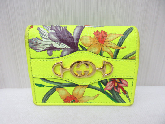 GUCCI GUCCI 0959 536353 Flora Leather Flower Print Bifold Wallet