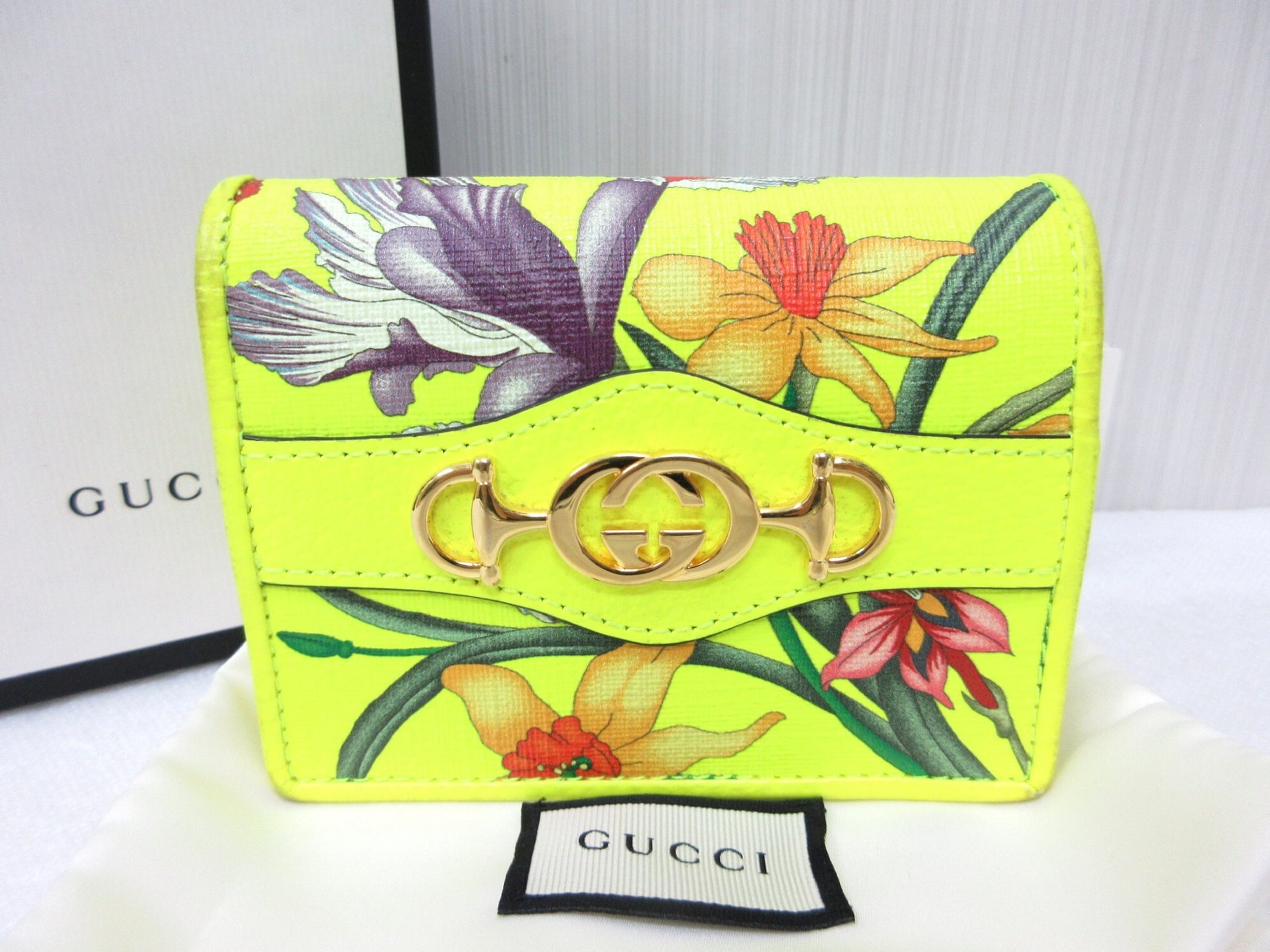 GUCCI GUCCI 0959 536353 Flora Leather Flower Print Bifold Wallet