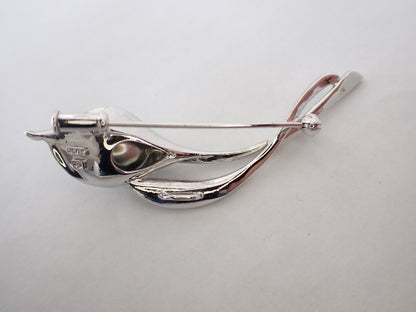 TASAKI Black Pearl Brooch, Approx. 9.2mm Diameter, Sterling Silver, 6.7g 