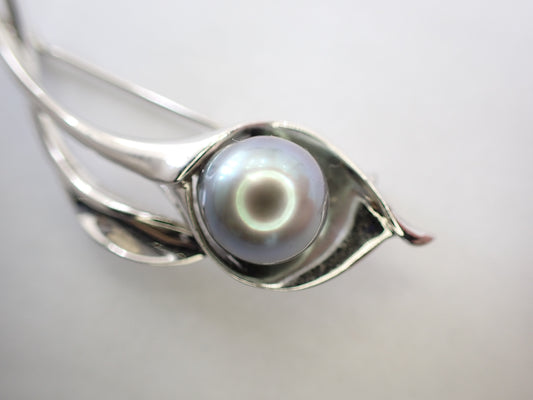 TASAKI Black Pearl Brooch, Approx. 9.2mm Diameter, Sterling Silver, 6.7g 