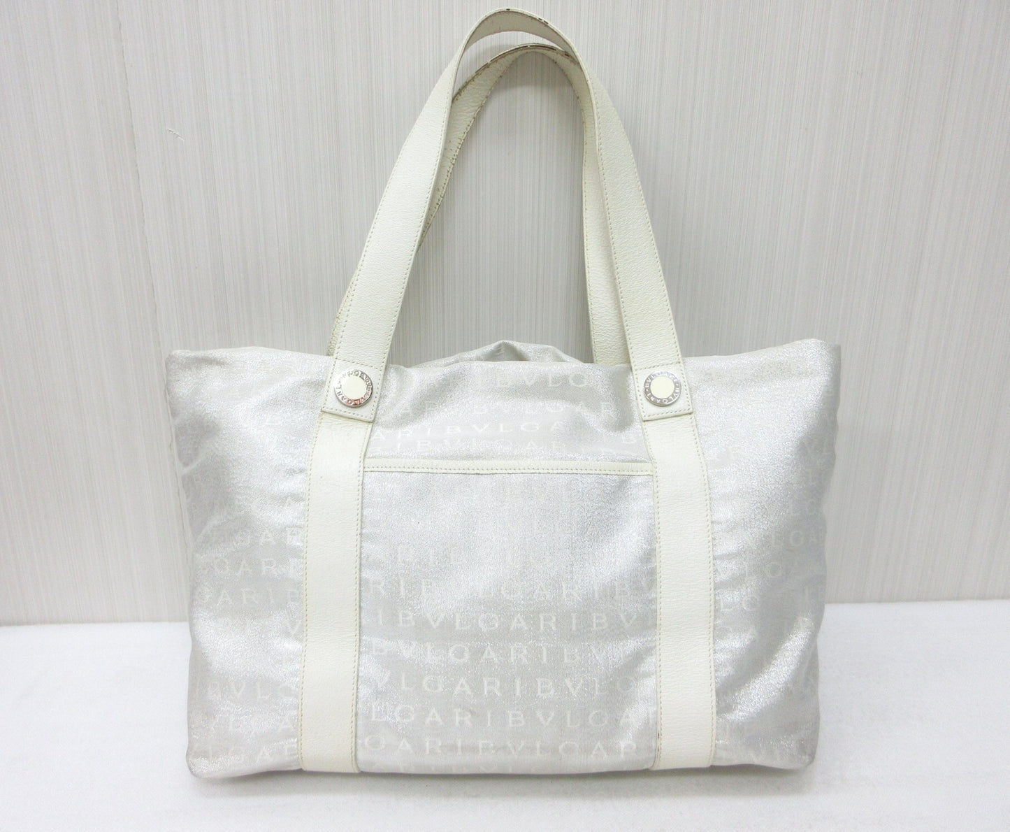 BVLGARI Logomania Canvas and Leather Handbag Tote Bag, Approx. W42 x H24cm