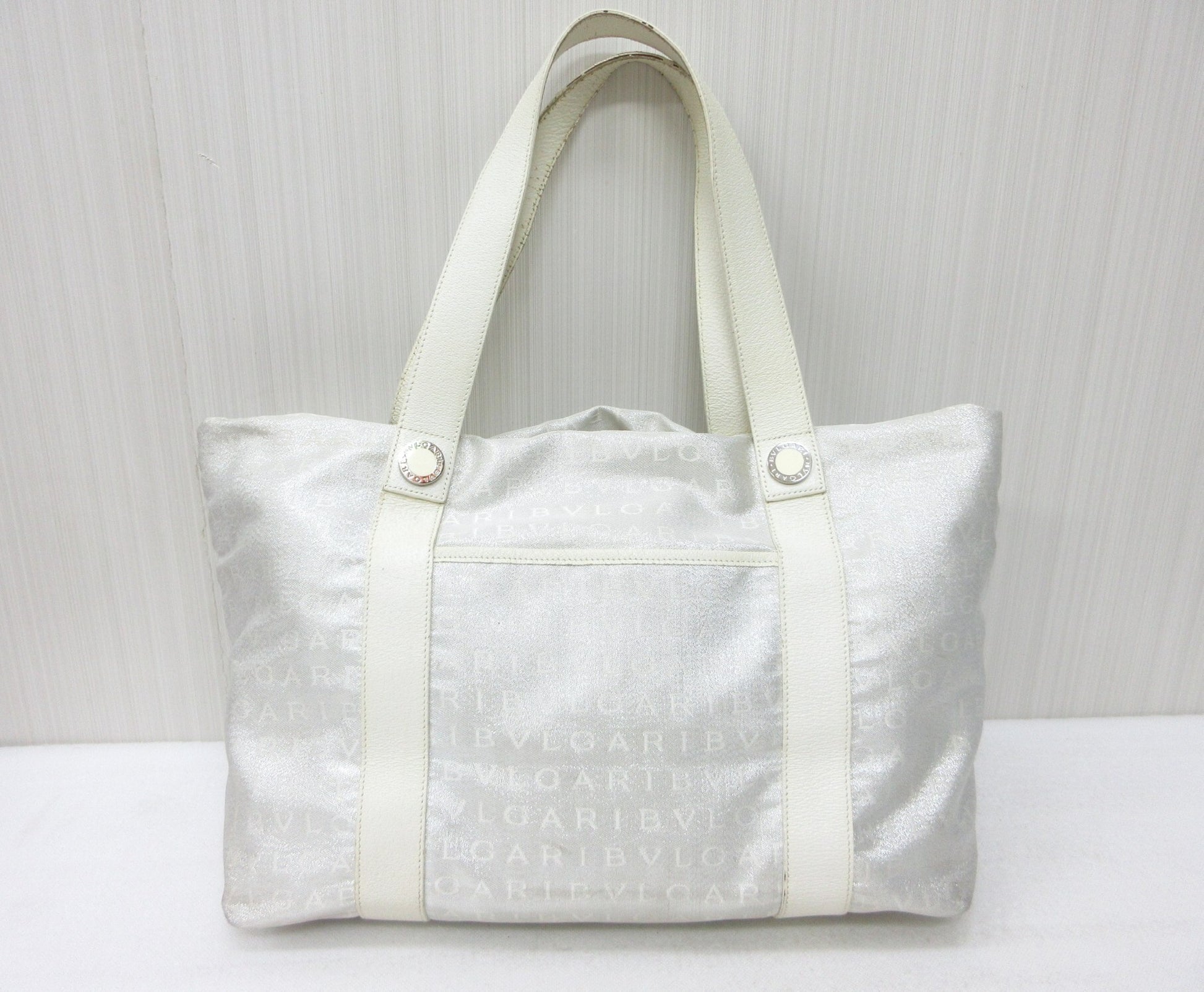 BVLGARI Logomania Canvas and Leather Handbag Tote Bag, Approx. W42 x H24cm