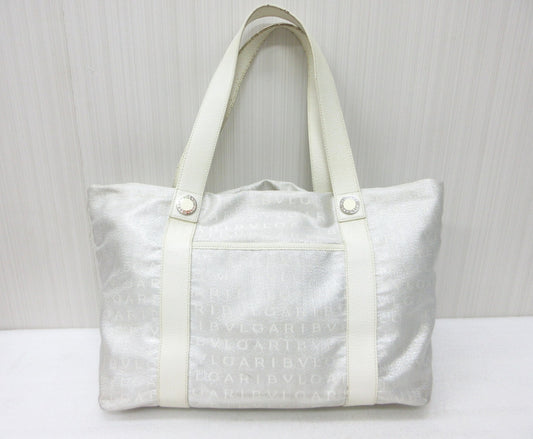 BVLGARI Logomania Canvas and Leather Handbag Tote Bag, Approx. W42 x H24cm