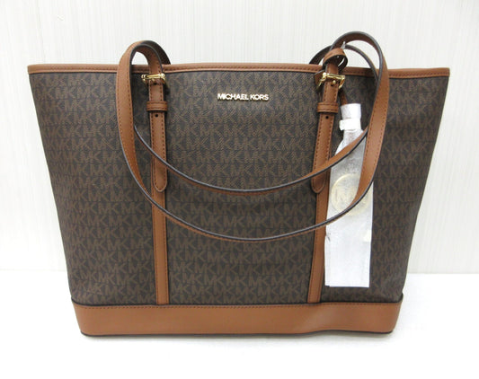 Michael Kors MICHAEL KORS JET SET TRAVEL Top Zip Tote Bag, Large, MK Signature, 35T0GTVT3V, Approx. W45 x H28cm