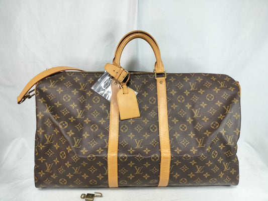 LOUIS VUITTON Monogram Keepall Bandouliere 55 Boston Bag