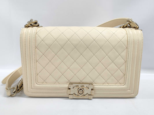 CHANEL Boy Chanel Beige Shoulder Bag