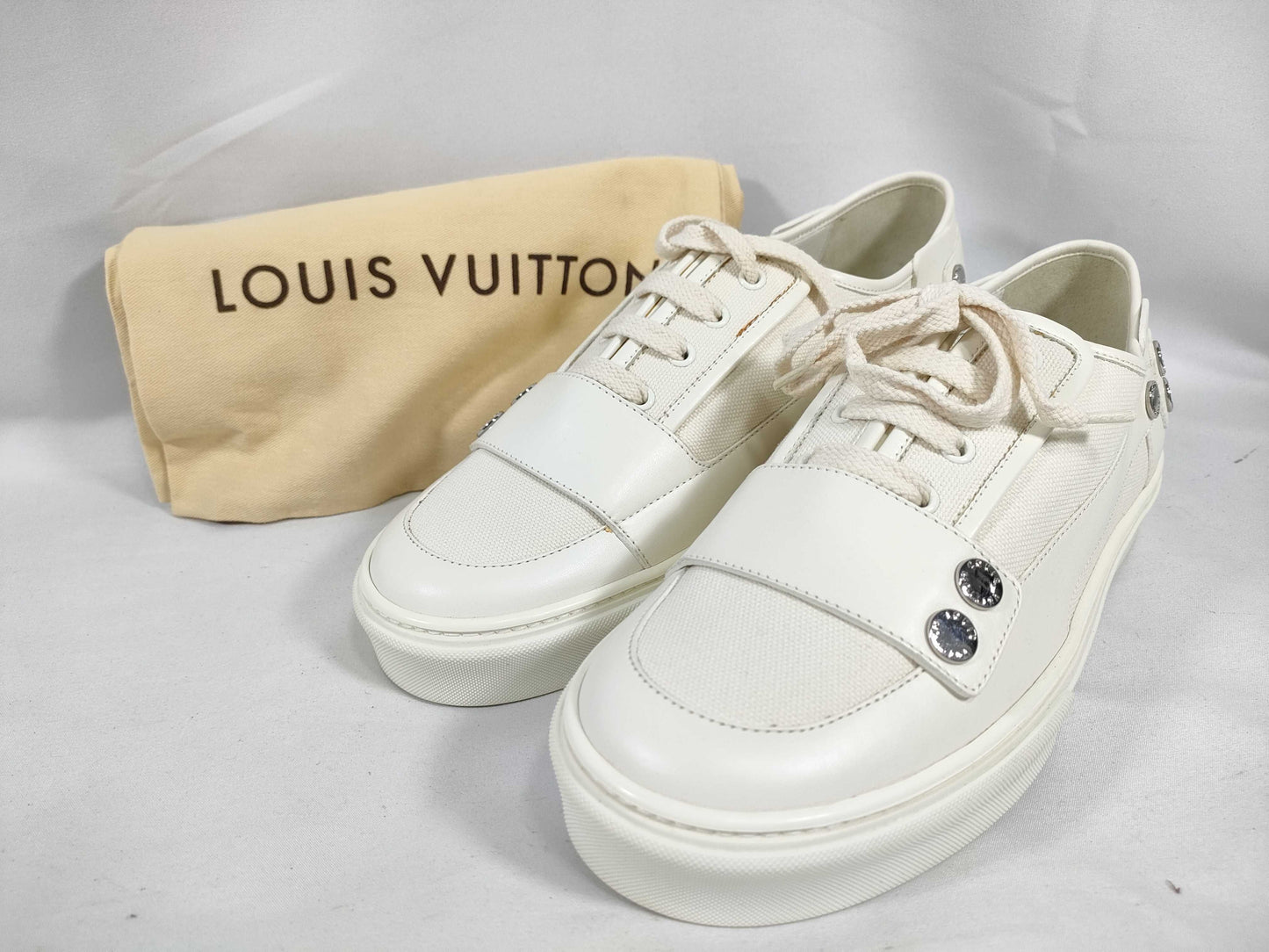 LOUIS VUITTON Leather Canvas Sneakers with Dust Bag