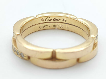 Cartier Maillon Panthère #49 Half Diamond PG Au750 5.5g Ring 