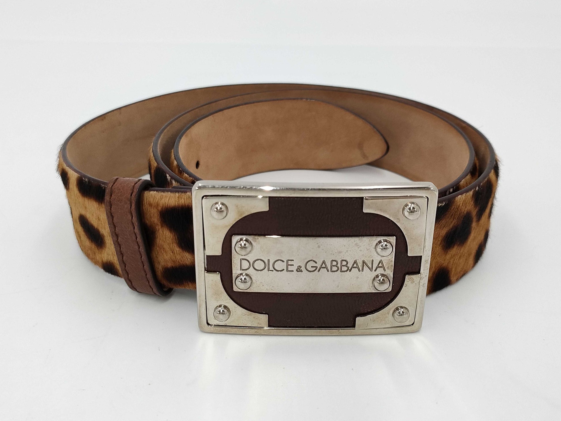 DOLCE&GABBANA Dolce&Gabbana Harako Leather Leopard Print Belt 90cm