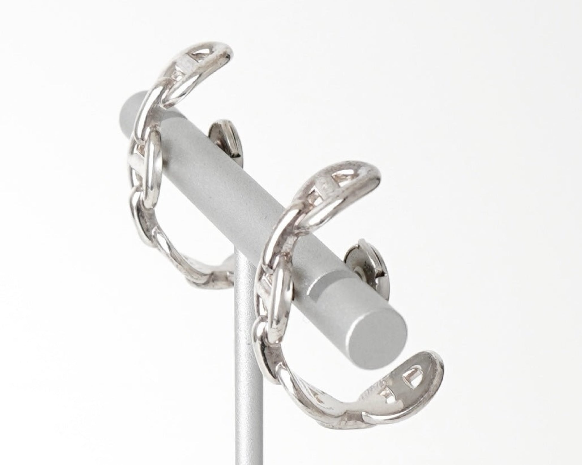 HERMES HERMES Ancienne Chaine d'Ancre Silver 925 Hoop Earrings