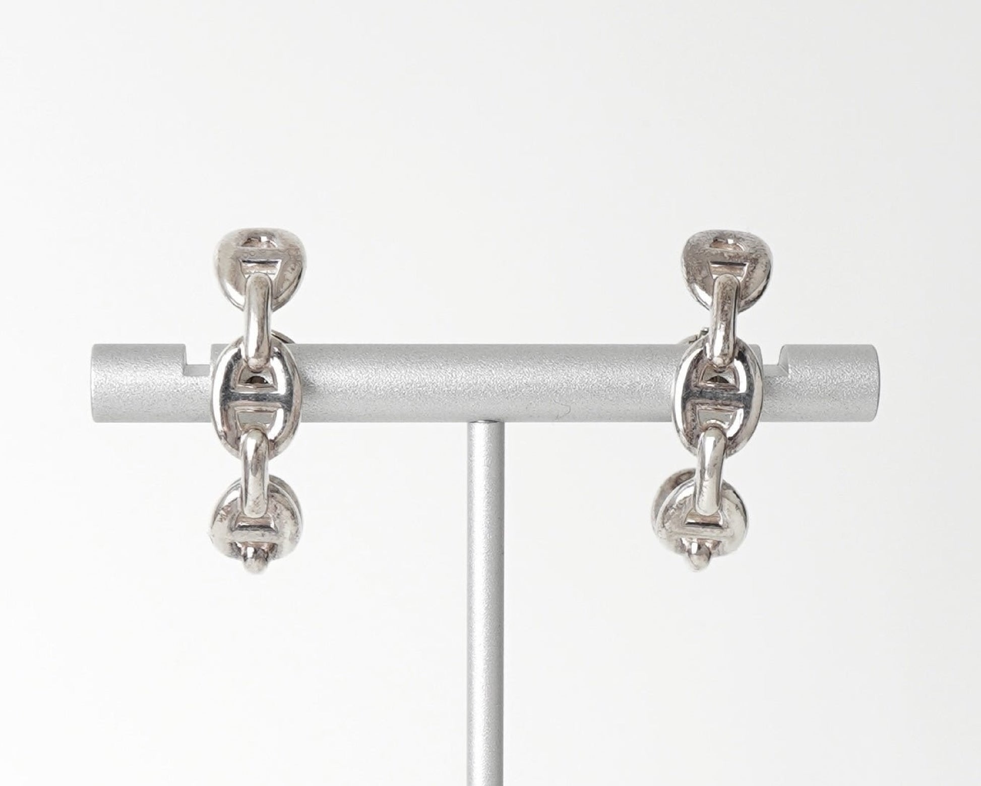 HERMES HERMES Ancienne Chaine d'Ancre Silver 925 Hoop Earrings