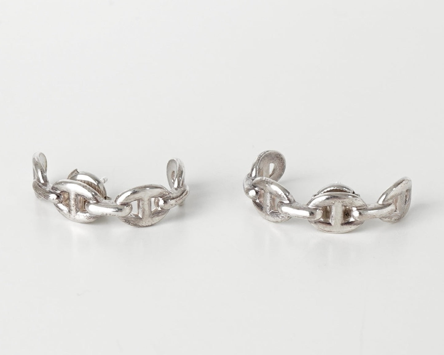 HERMES HERMES Ancienne Chaine d'Ancre Silver 925 Hoop Earrings