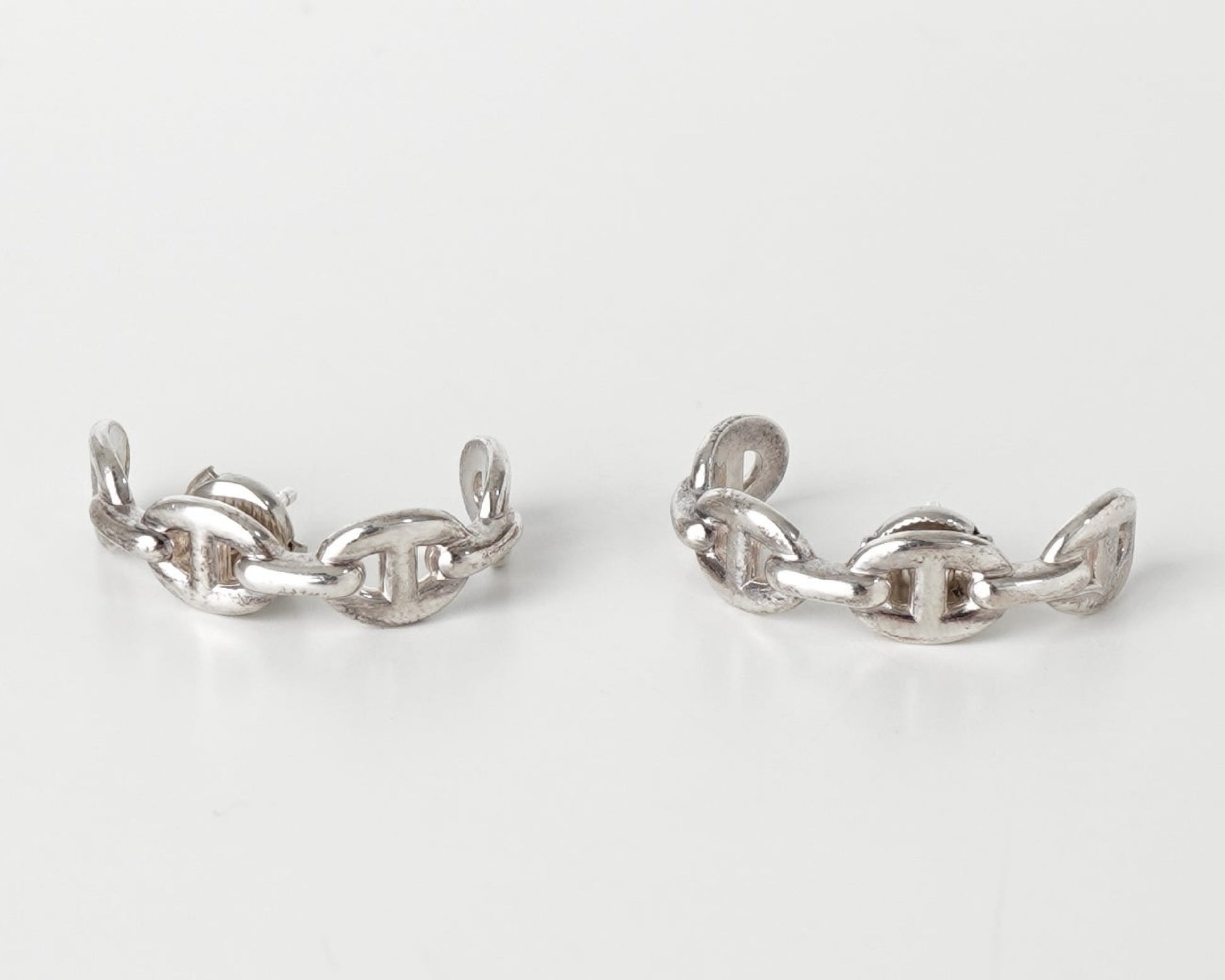 HERMES HERMES Ancienne Chaine d'Ancre Silver 925 Hoop Earrings