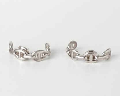 HERMES HERMES Ancienne Chaine d'Ancre Silver 925 Hoop Earrings