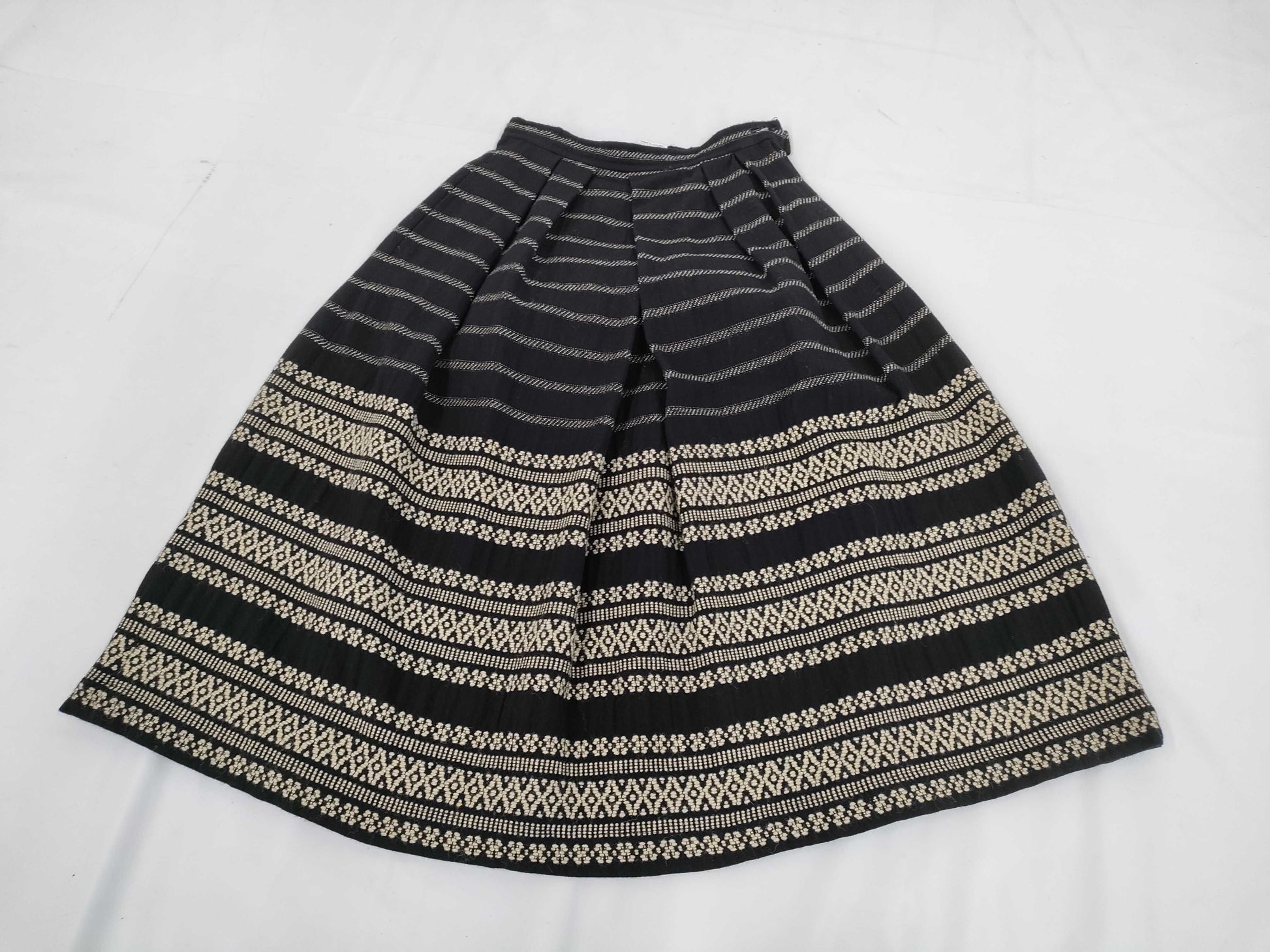 COMME des GARCONS COMME de GARCONS COMME de GARCONS COMME des GARCONS Early Archive AD1989 Wool Striped All-Over Print Flared Skirt Black Size M Skirt