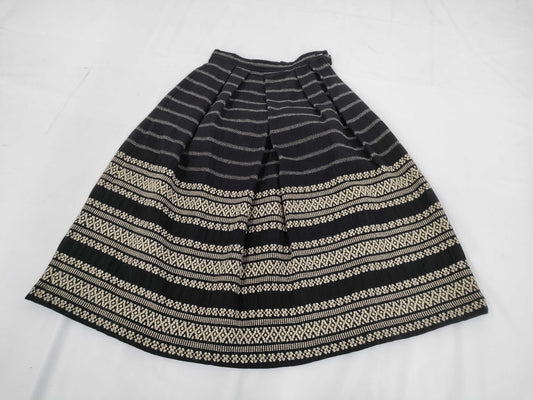 COMME des GARCONS COMME de GARCONS COMME de GARCONS COMME des GARCONS Early Archive AD1989 Wool Striped All-Over Print Flared Skirt Black Size M Skirt