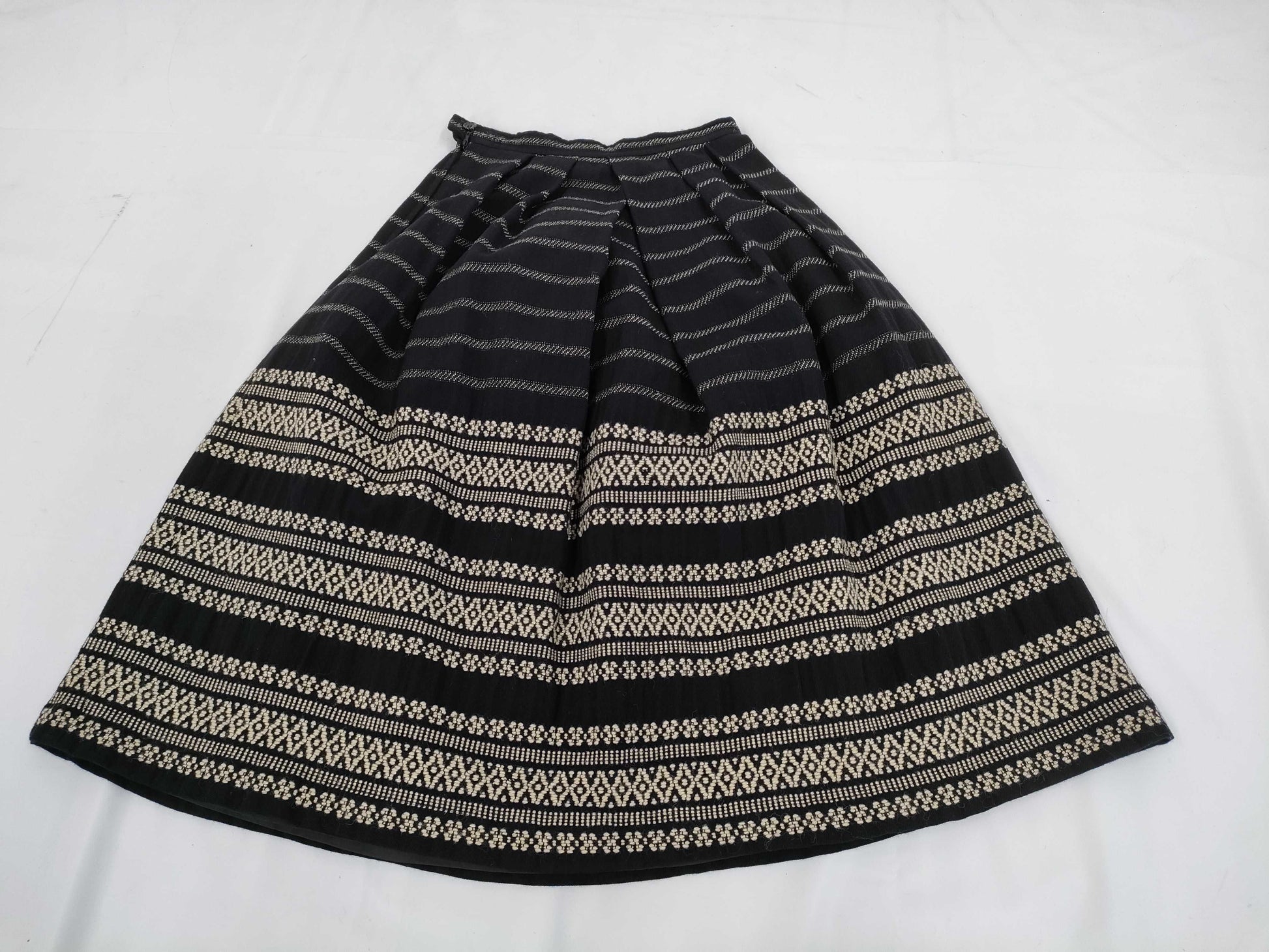 COMME des GARCONS COMME de GARCONS COMME de GARCONS COMME des GARCONS Early Archive AD1989 Wool Striped All-Over Print Flared Skirt Black Size M Skirt