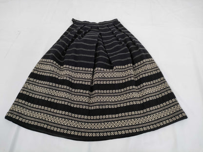 COMME des GARCONS COMME de GARCONS COMME de GARCONS COMME des GARCONS Early Archive AD1989 Wool Striped All-Over Print Flared Skirt Black Size M Skirt