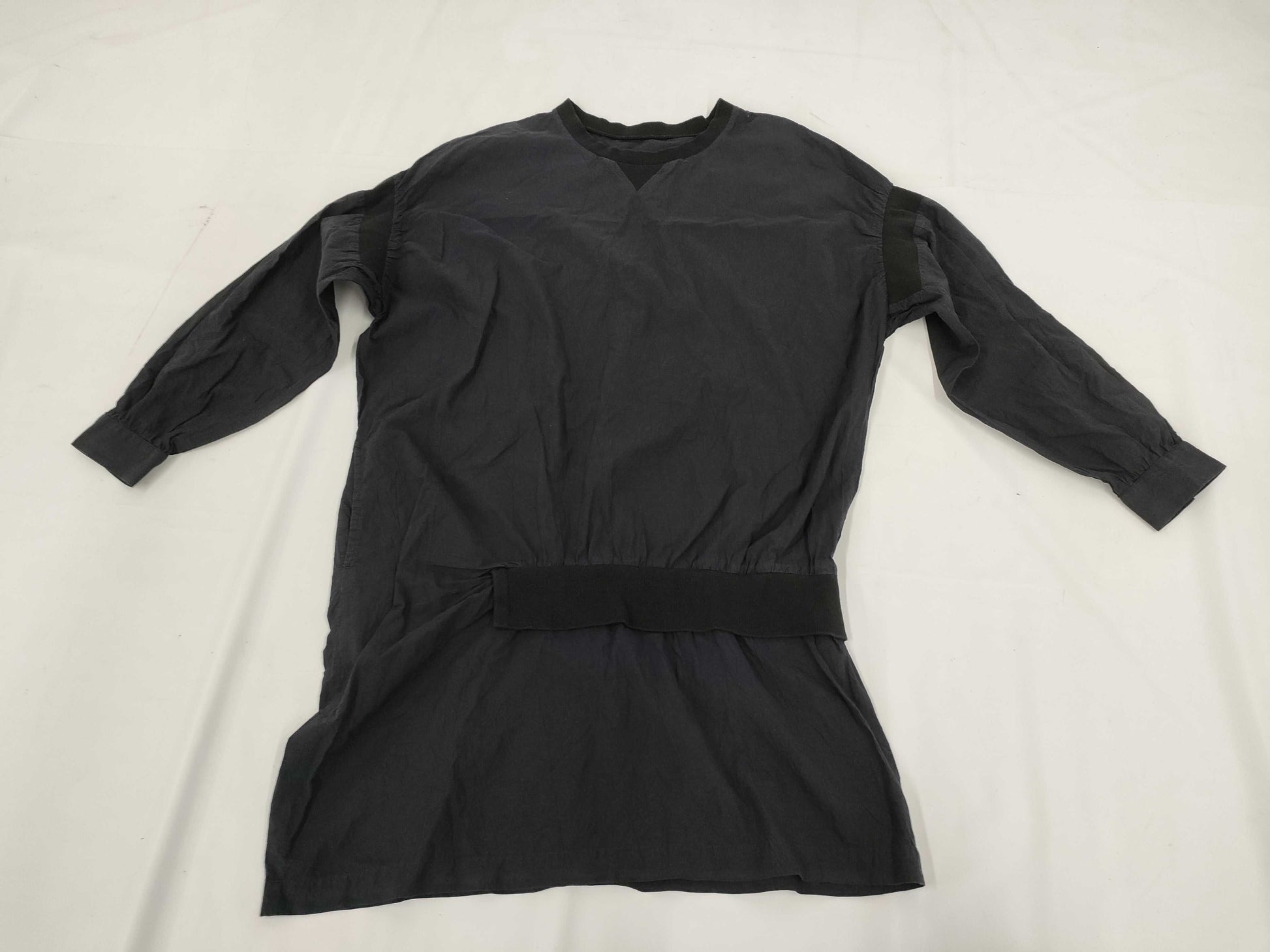 Ys Yohji Yamamoto Ribbed Cotton Long Sleeve Dress, Black, Size 2