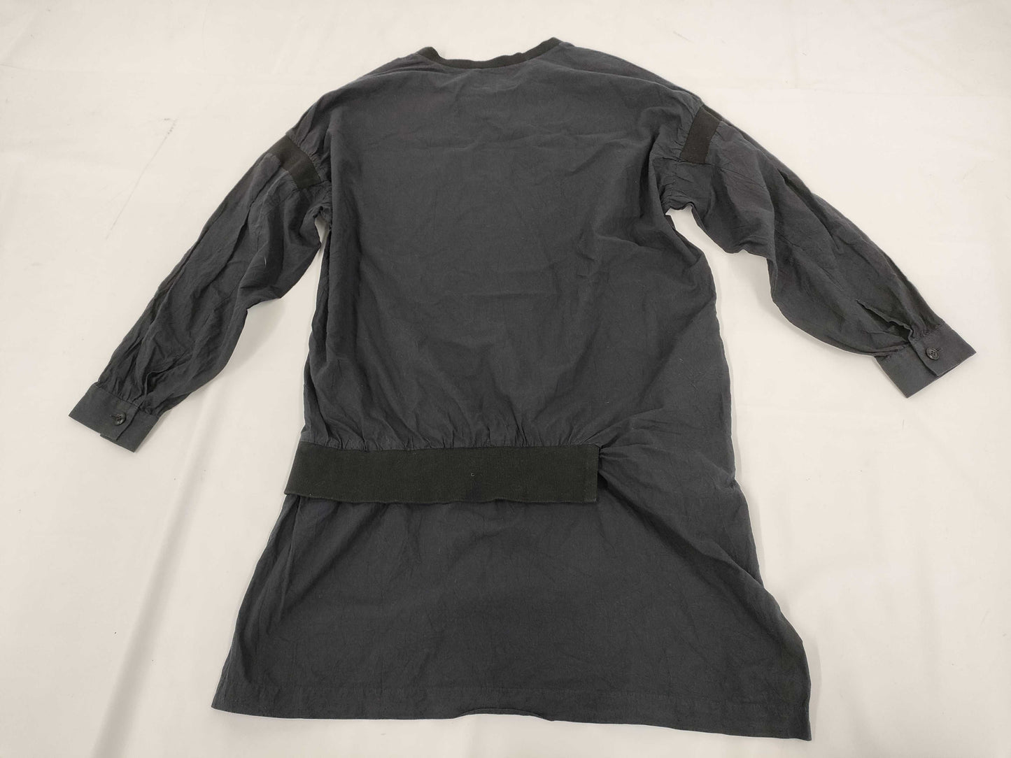 Ys Yohji Yamamoto Ribbed Cotton Long Sleeve Dress, Black, Size 2