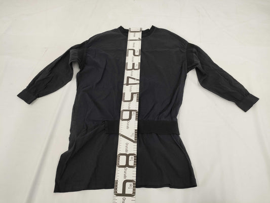 Ys Yohji Yamamoto Ribbed Cotton Long Sleeve Dress, Black, Size 2