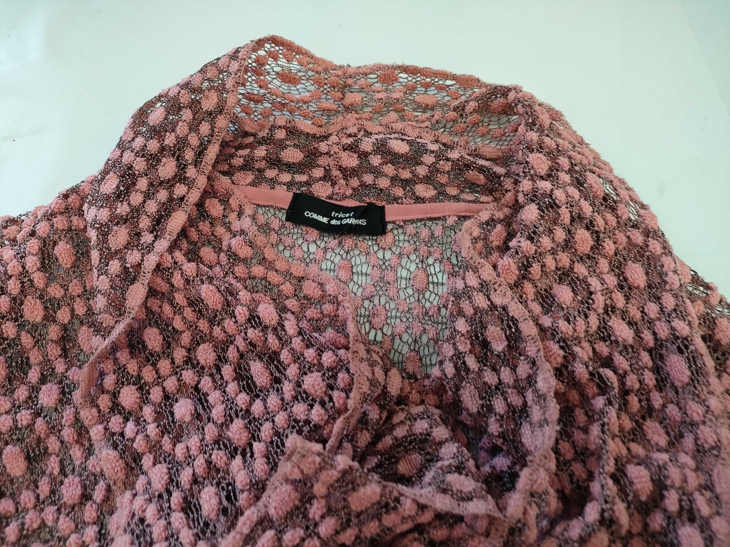 COMME des GARÇONS toricot COMME des GARÇONS early archive all-over print lace ruffle long sleeve blouse pink top