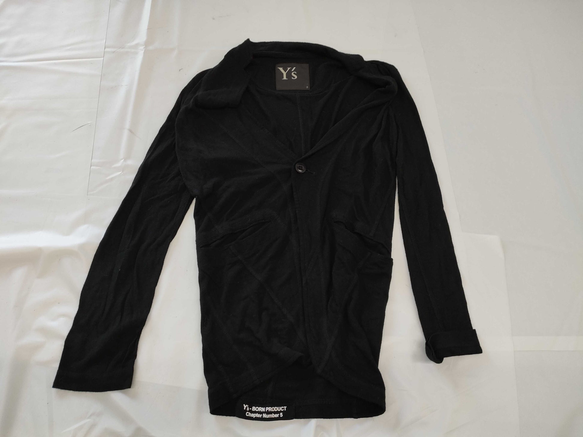 Ys Yohji Yamamoto Born Product Collared Cardigan, Black, Size 2