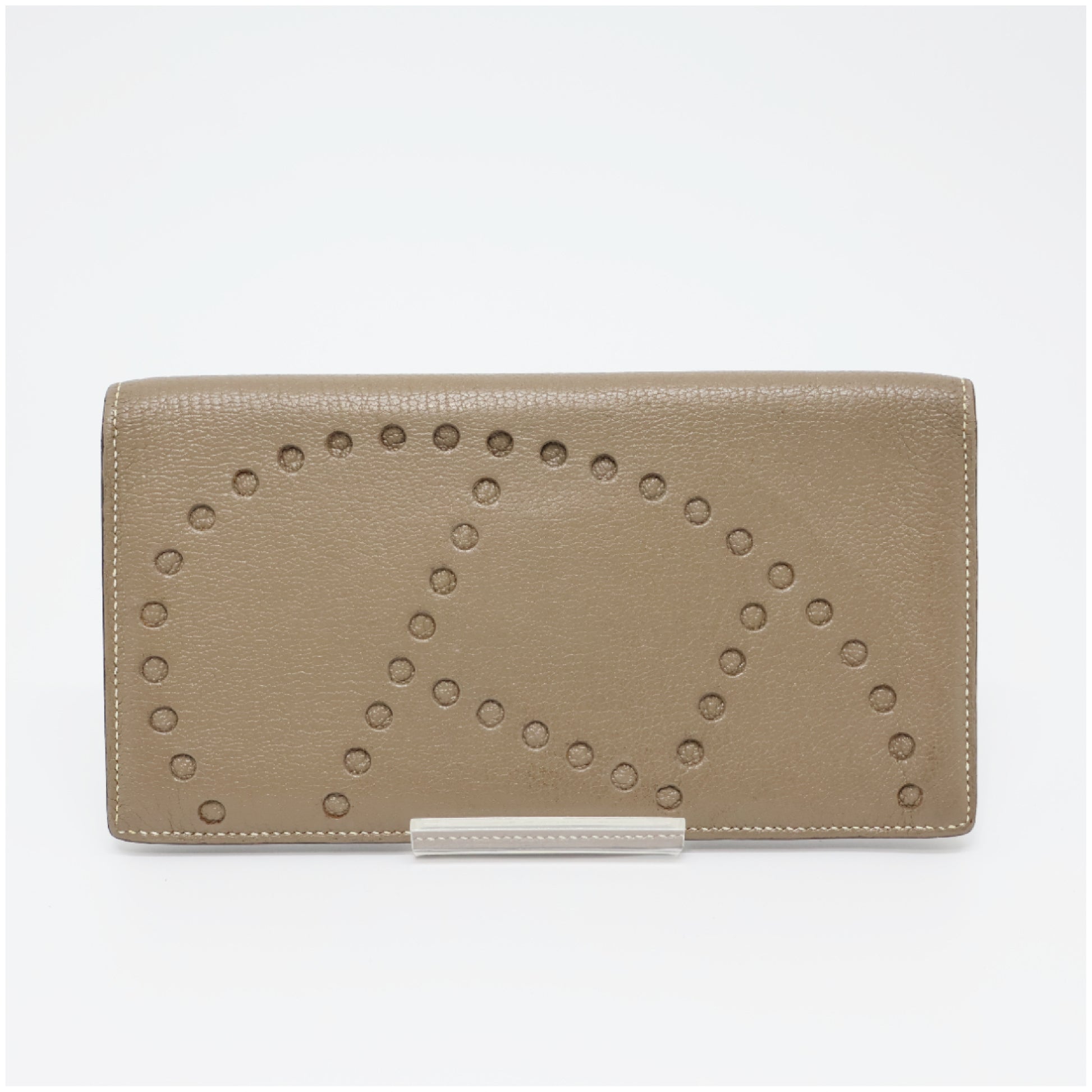 HERMES HERMES Evelyn Wallet Billfold Etoupe Chevre □N Stamp Billfold