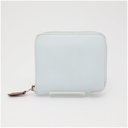 HERMES Azap Silk In Compact Bleu Brume Epsom Leather Y Stamp Wallet