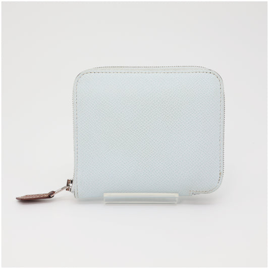 HERMES Azap Silk In Compact Bleu Brume Epsom Leather Y Stamp Wallet