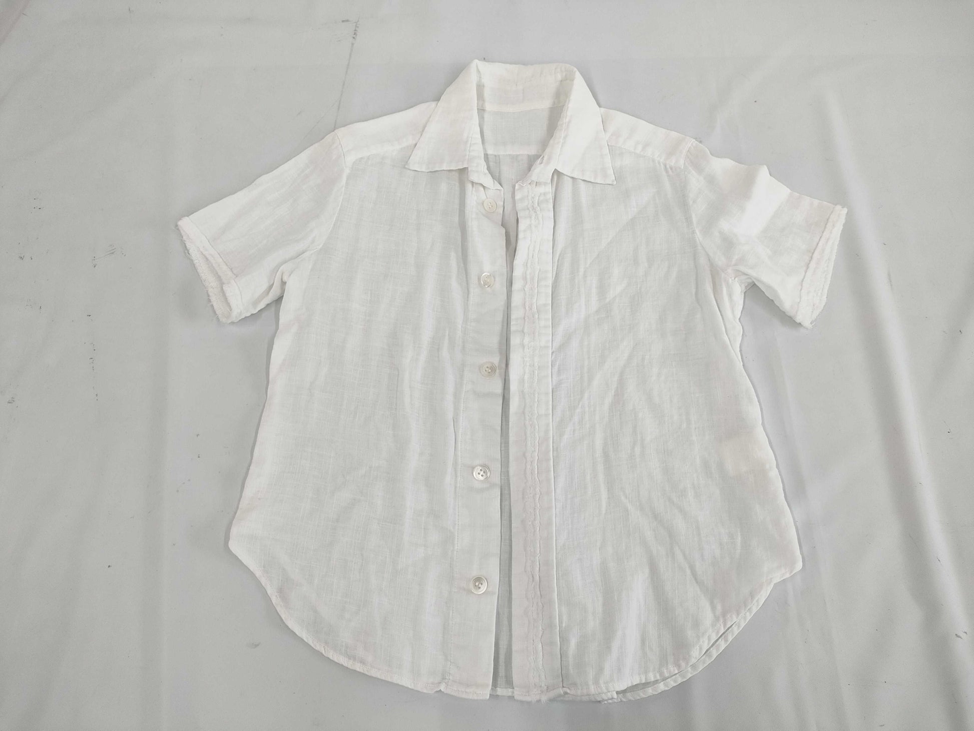 Ys Yohji Yamamoto Linen Short Sleeve Shirt, White, Size 2