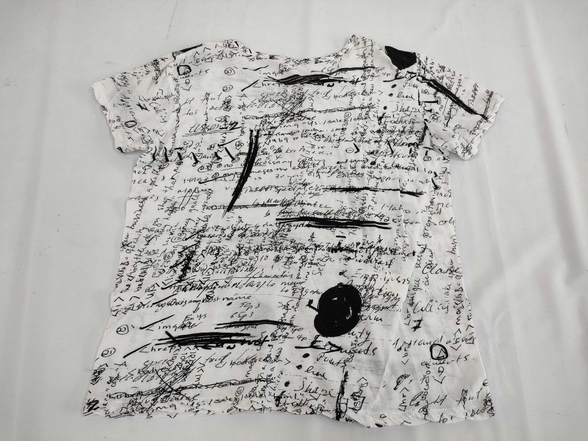 Ys Yohji Yamamoto All-Over Print T-Shirt, Short Sleeve, White, Size 2