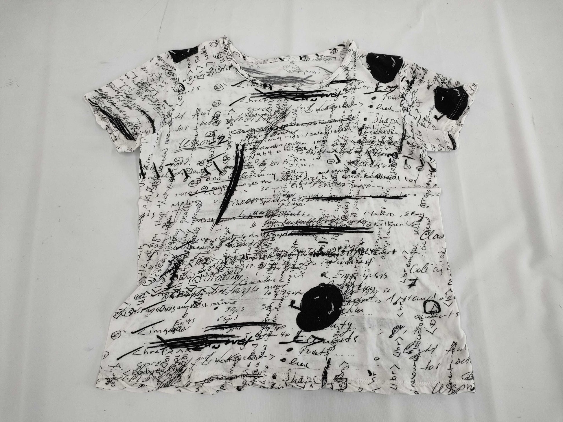 Ys Yohji Yamamoto All-Over Print T-Shirt, Short Sleeve, White, Size 2