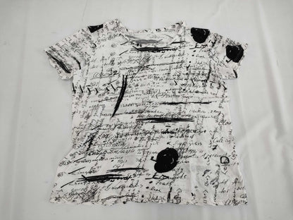 Ys Yohji Yamamoto All-Over Print T-Shirt, Short Sleeve, White, Size 2