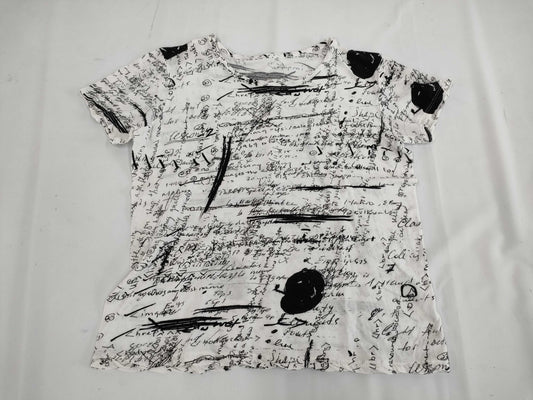 Ys Yohji Yamamoto All-Over Print T-Shirt, Short Sleeve, White, Size 2
