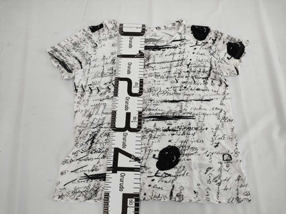 Ys Yohji Yamamoto All-Over Print T-Shirt, Short Sleeve, White, Size 2