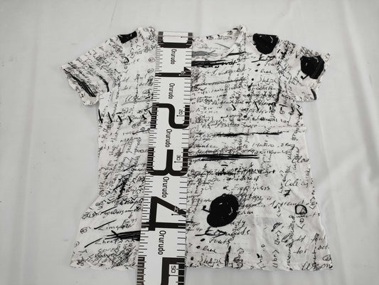 Ys Yohji Yamamoto All-Over Print T-Shirt, Short Sleeve, White, Size 2