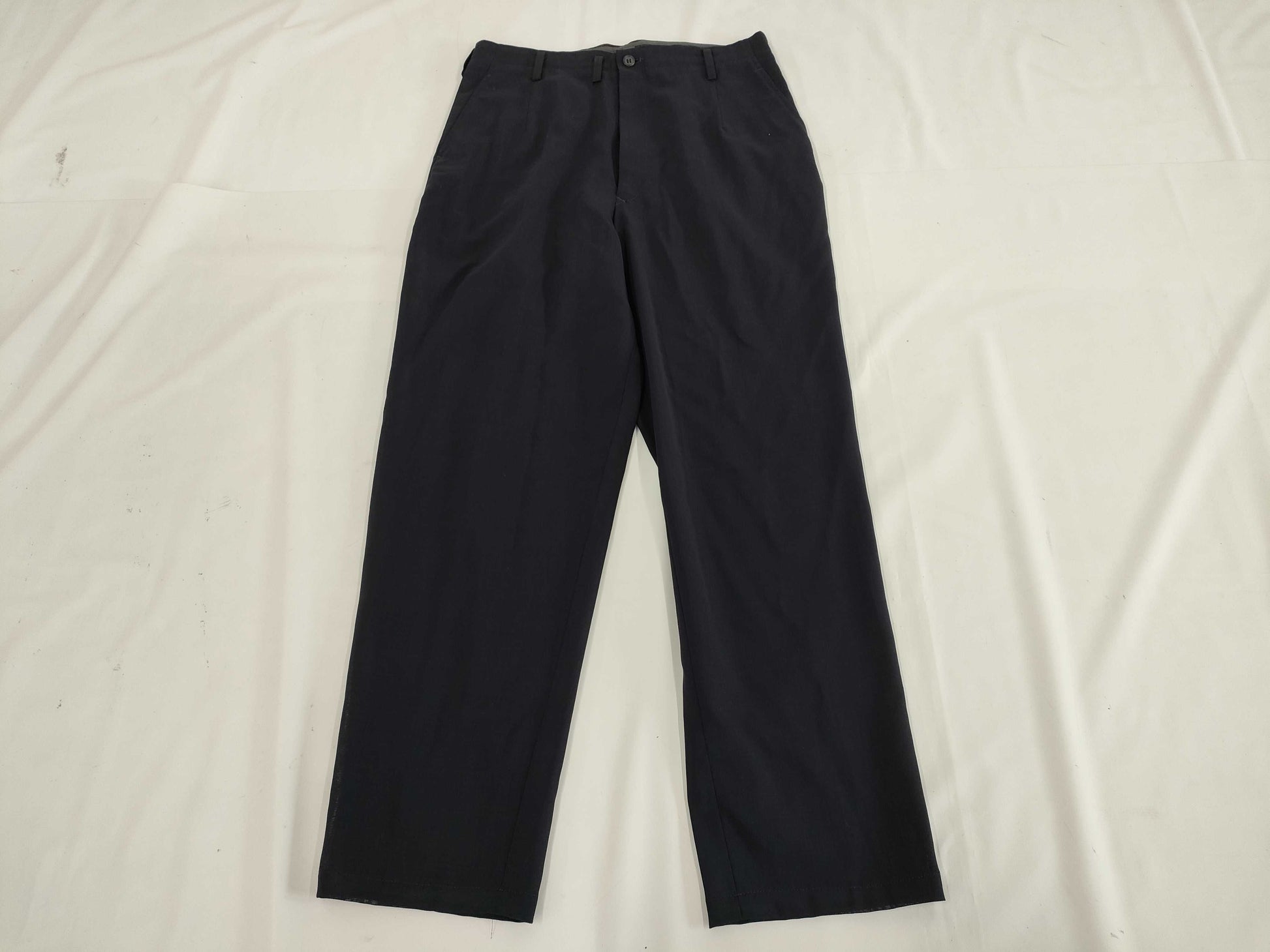 Ys Yohji Yamamoto Wool See-Through Slacks Navy Pants